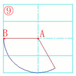 中心、始点、角度(E)の作図例：